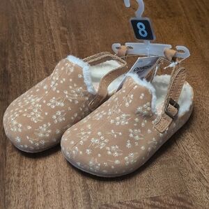 New Cozy Tan Floral Kids Shoes